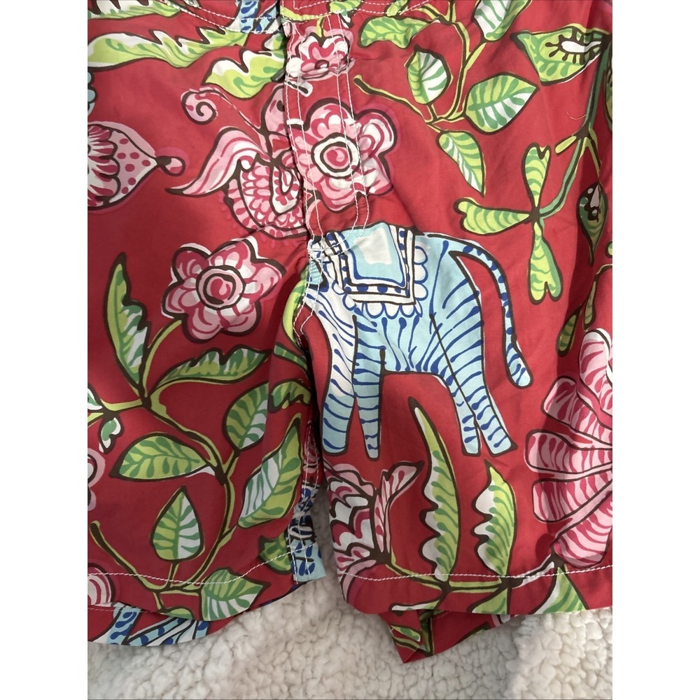 Vilebrequin Medium Floral Elephant Swim Trunks Shorts Bahama Red Blue Green View 2